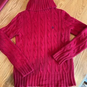 Ralph Lauren Cable-knit turtleneck sweater size large red
